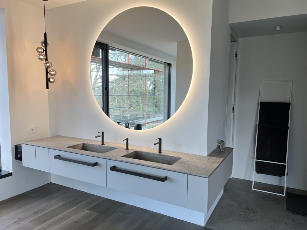 Ceramica GRANDE - Doppelwaschtisch Rinnenablauf mit Ausklinkung