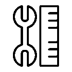 Lineal und Schraubenschlüssel